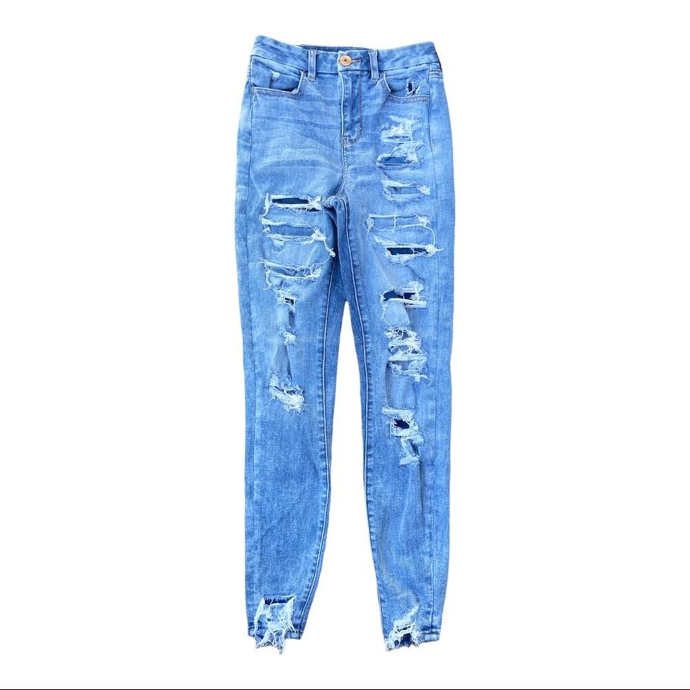 American Eagle Curvy Hi-Rise Jegging Next Level Stretch Ripped Jeans Size 2 Reg